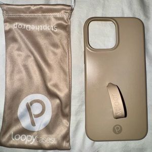 iPhone 13 Pro Max loopy tan phone case.